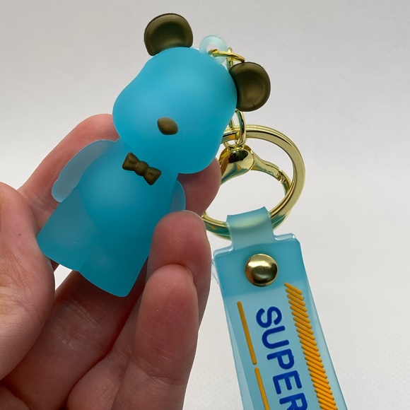 Keychain Charm Superhero Blue Bear Supreme airpod case charm cute charm keyring - Picture 3 of 7